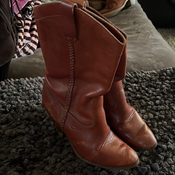 Vintage 70’s Cognac Candie’s Leather Cowboy Cowgirl Boots 7.5 - Picture 2 of 6